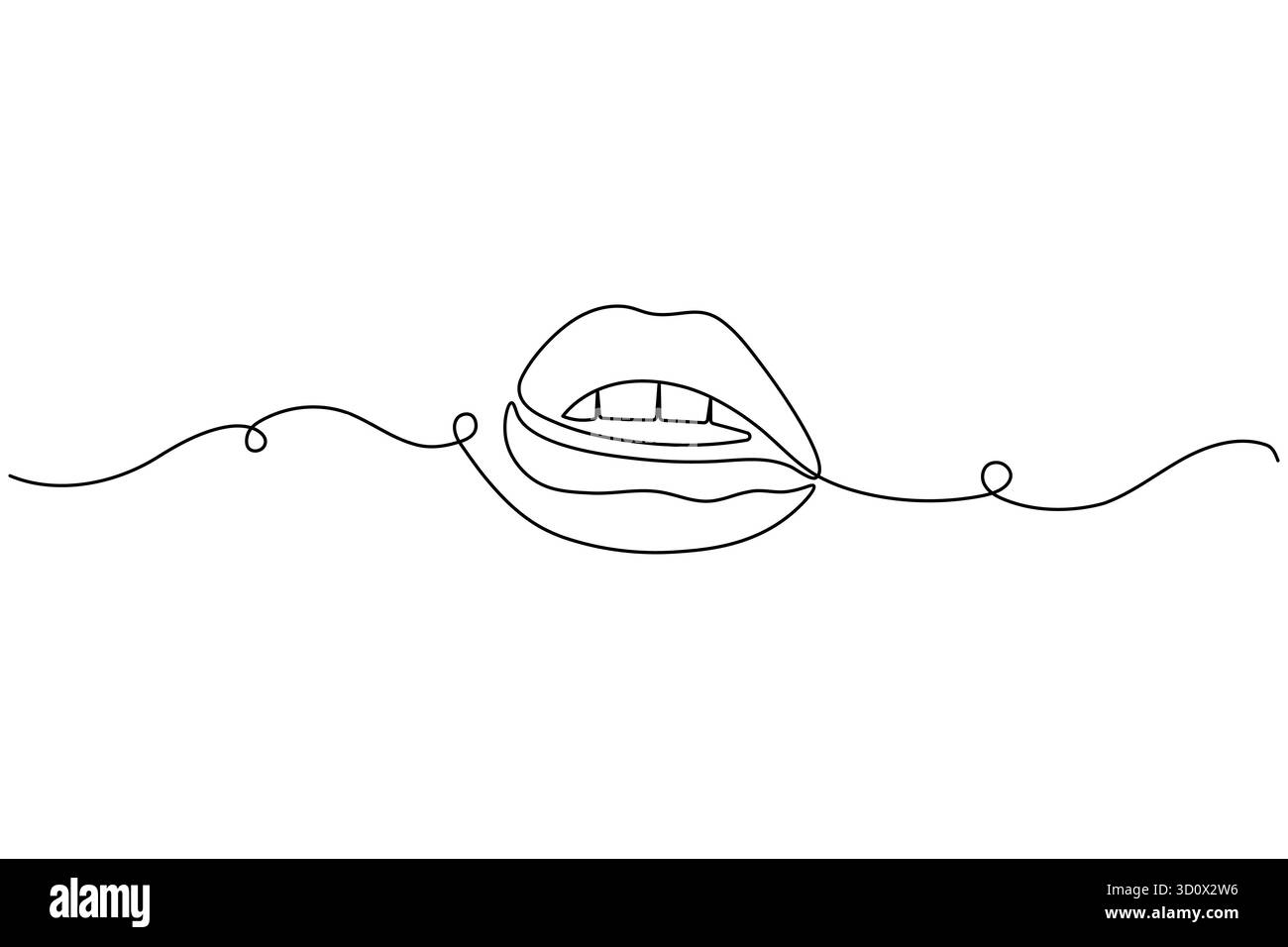 Il dente minimalista delinea un simbolo artistico a una linea per il concetto di dentista e igiene orale Illustrazione Vettoriale