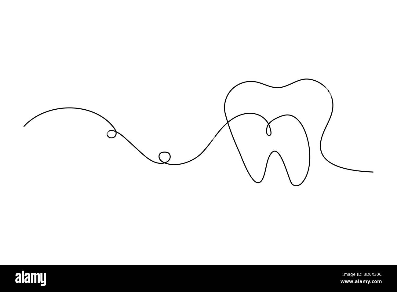 Il dente minimalista delinea un simbolo artistico a una linea per il concetto di dentista e igiene orale Illustrazione Vettoriale