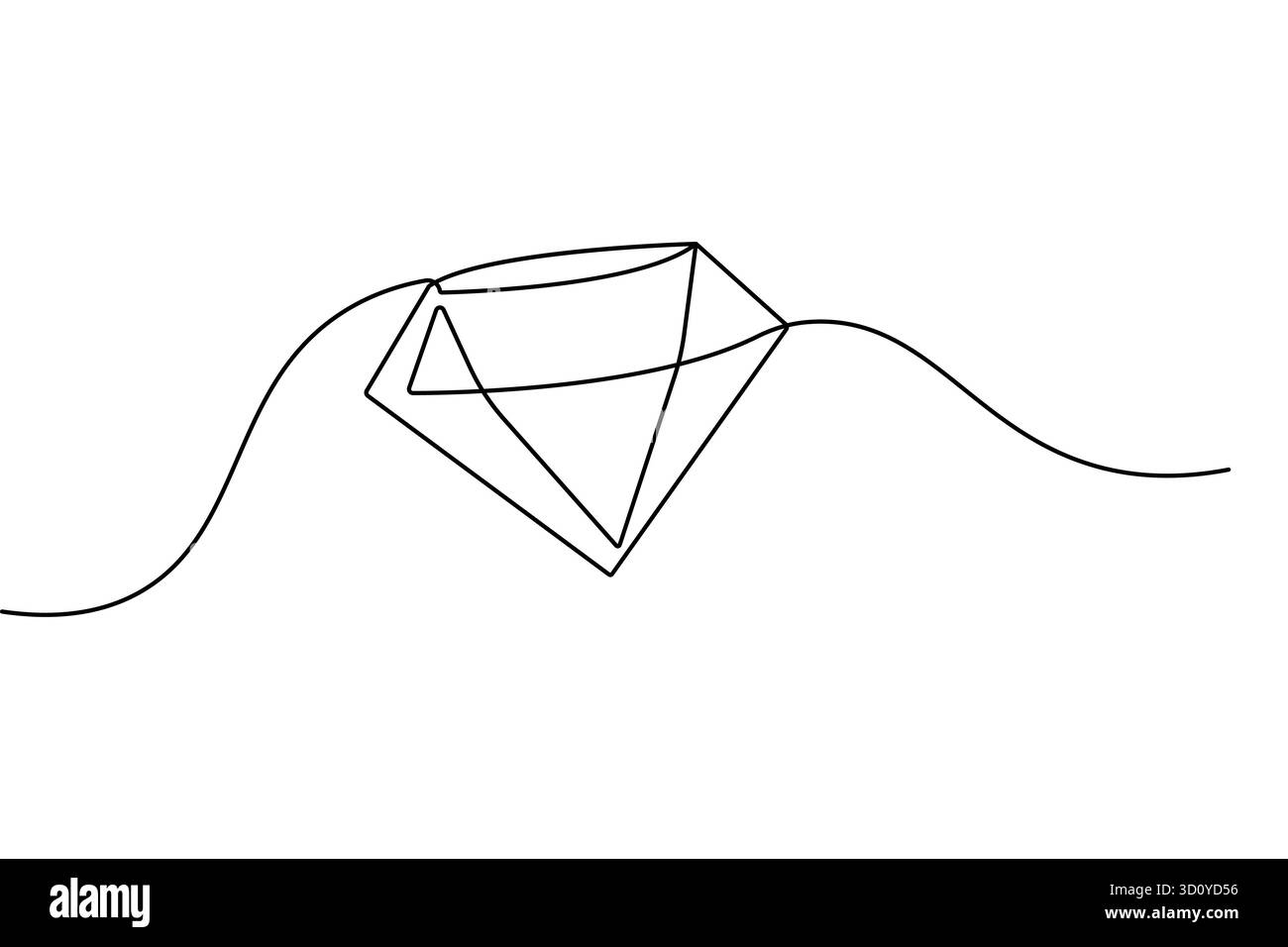 Illustrazione vettoriale isolata a forma di diamante minimalista a una linea per un design grafico moderno Illustrazione Vettoriale