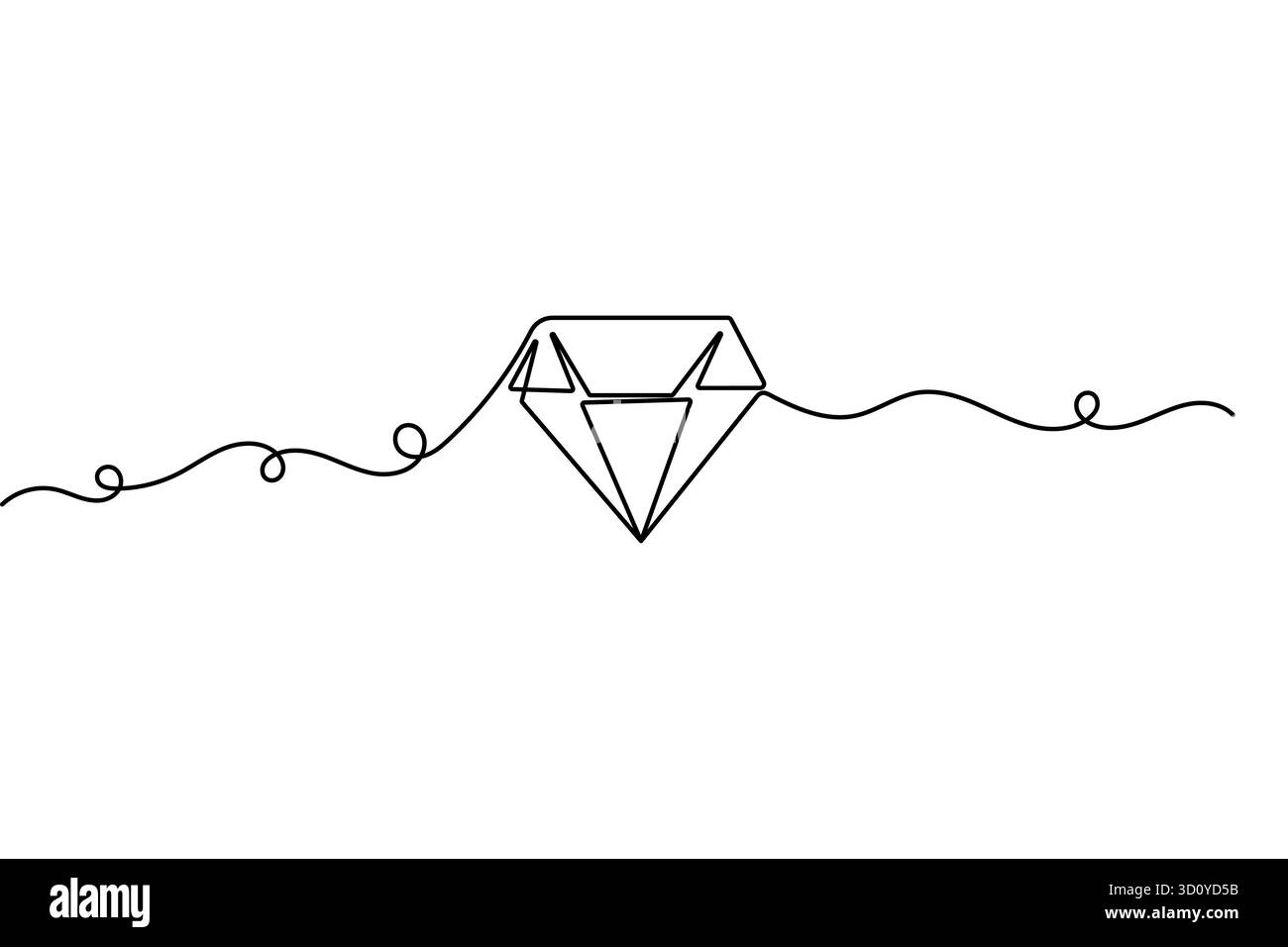 Illustrazione vettoriale isolata a forma di diamante minimalista a una linea per un design grafico moderno Illustrazione Vettoriale