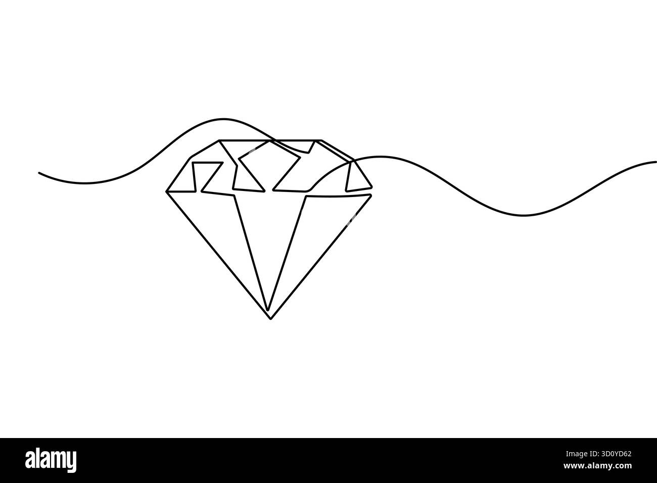 Illustrazione vettoriale isolata a forma di diamante minimalista a una linea per un design grafico moderno Illustrazione Vettoriale