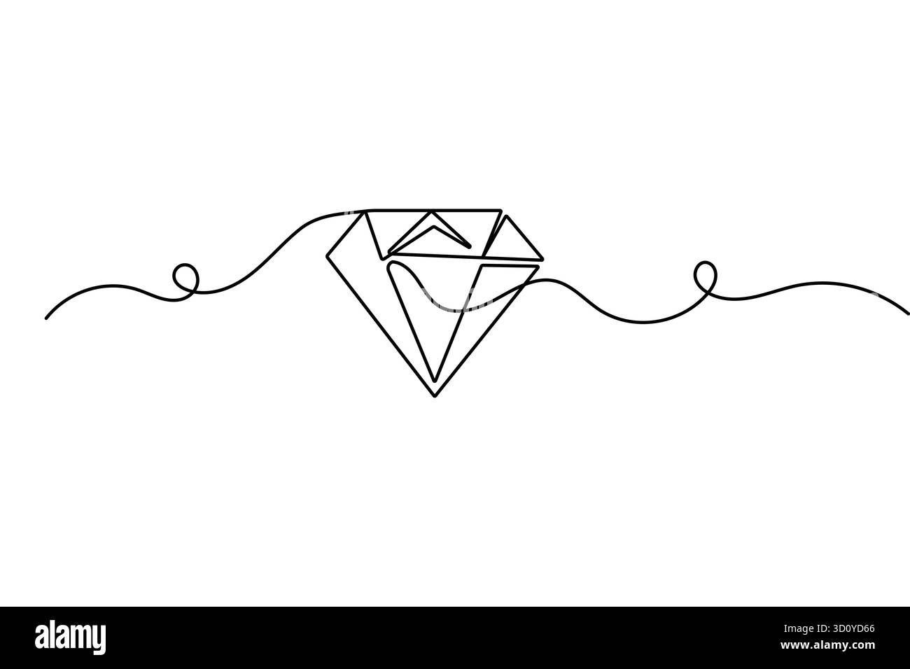 Illustrazione vettoriale isolata a forma di diamante minimalista a una linea per un design grafico moderno Illustrazione Vettoriale