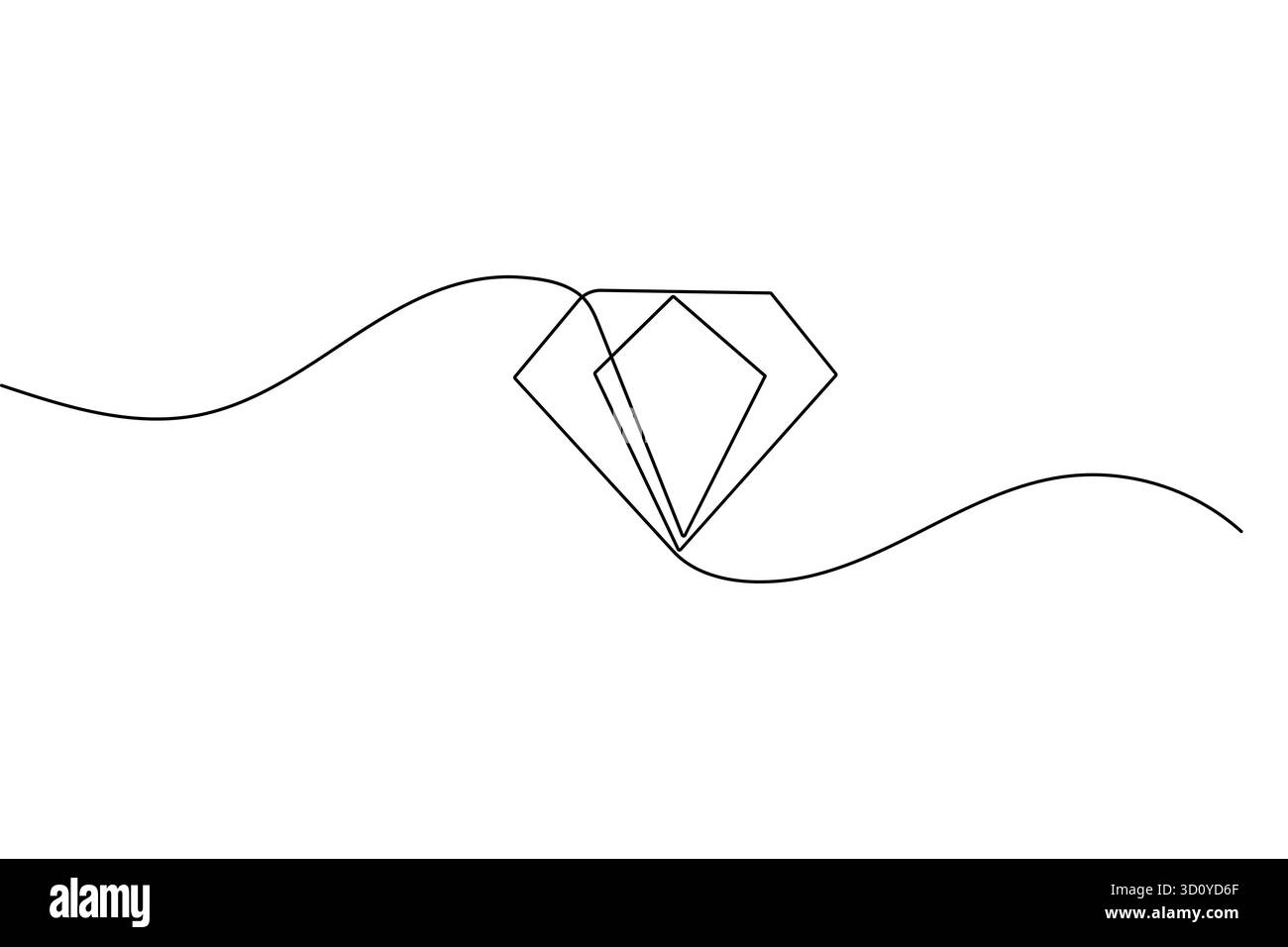 Illustrazione vettoriale isolata a forma di diamante minimalista a una linea per un design grafico moderno Illustrazione Vettoriale