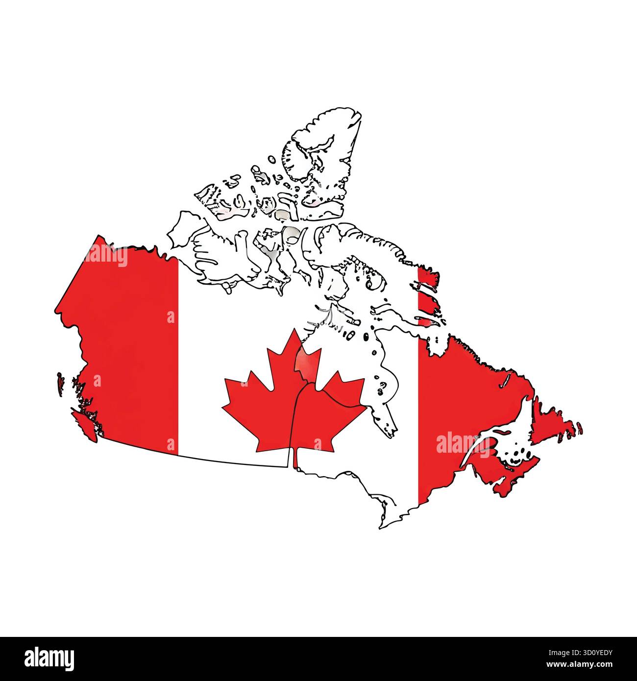 Mappa Canada con sovrapposizione bandiera nazionale Illustrazione Vettoriale