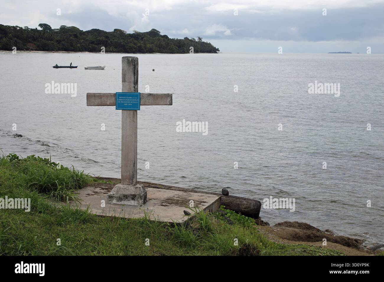 Monumento sull'isola di Corisco nella Guinea Equatoriale Foto Stock