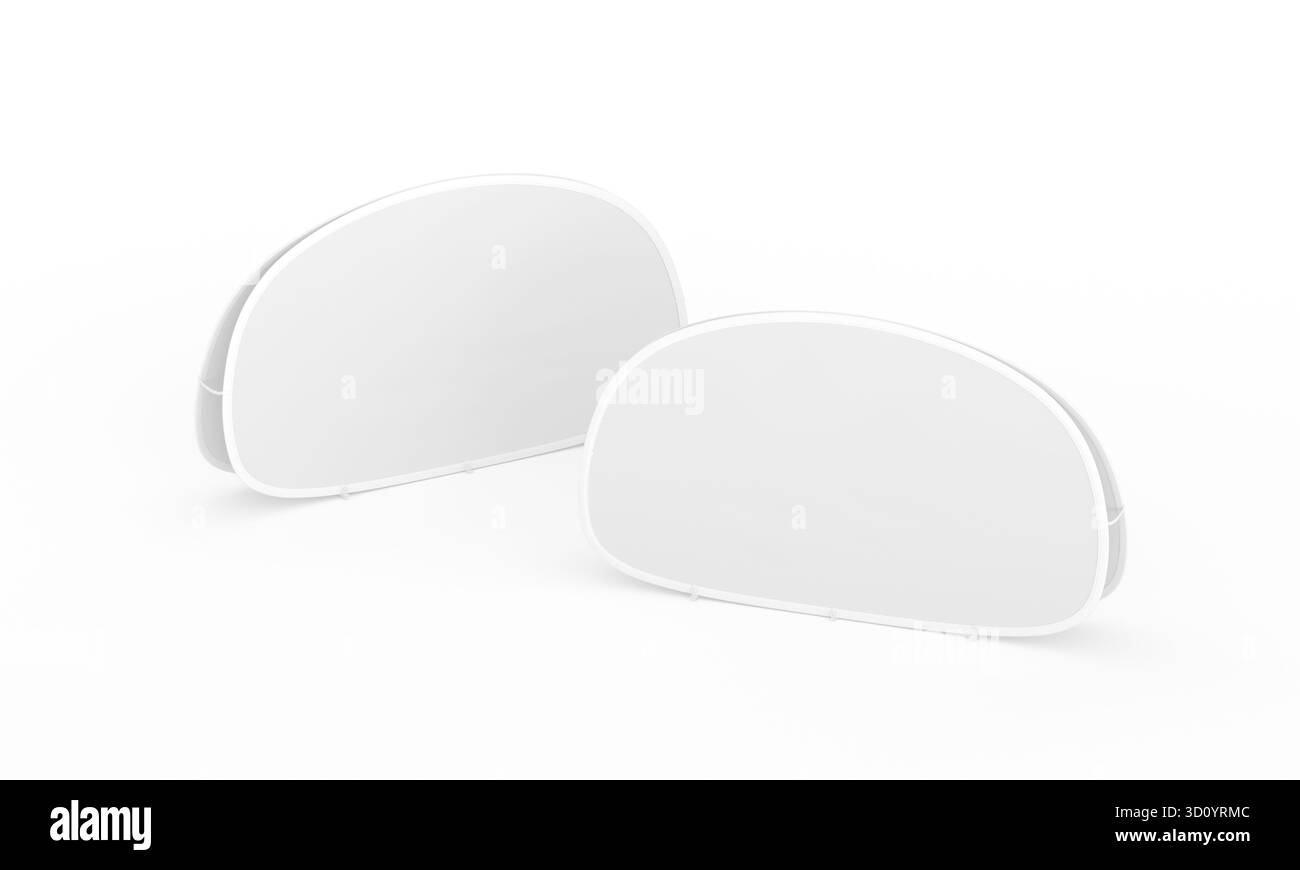 Due banner pop-up mockup isolato. Rendering 3D per pubblicità all'aperto, eventi, fiere, marketing sportivo e presentazione di branding promozionale Foto Stock