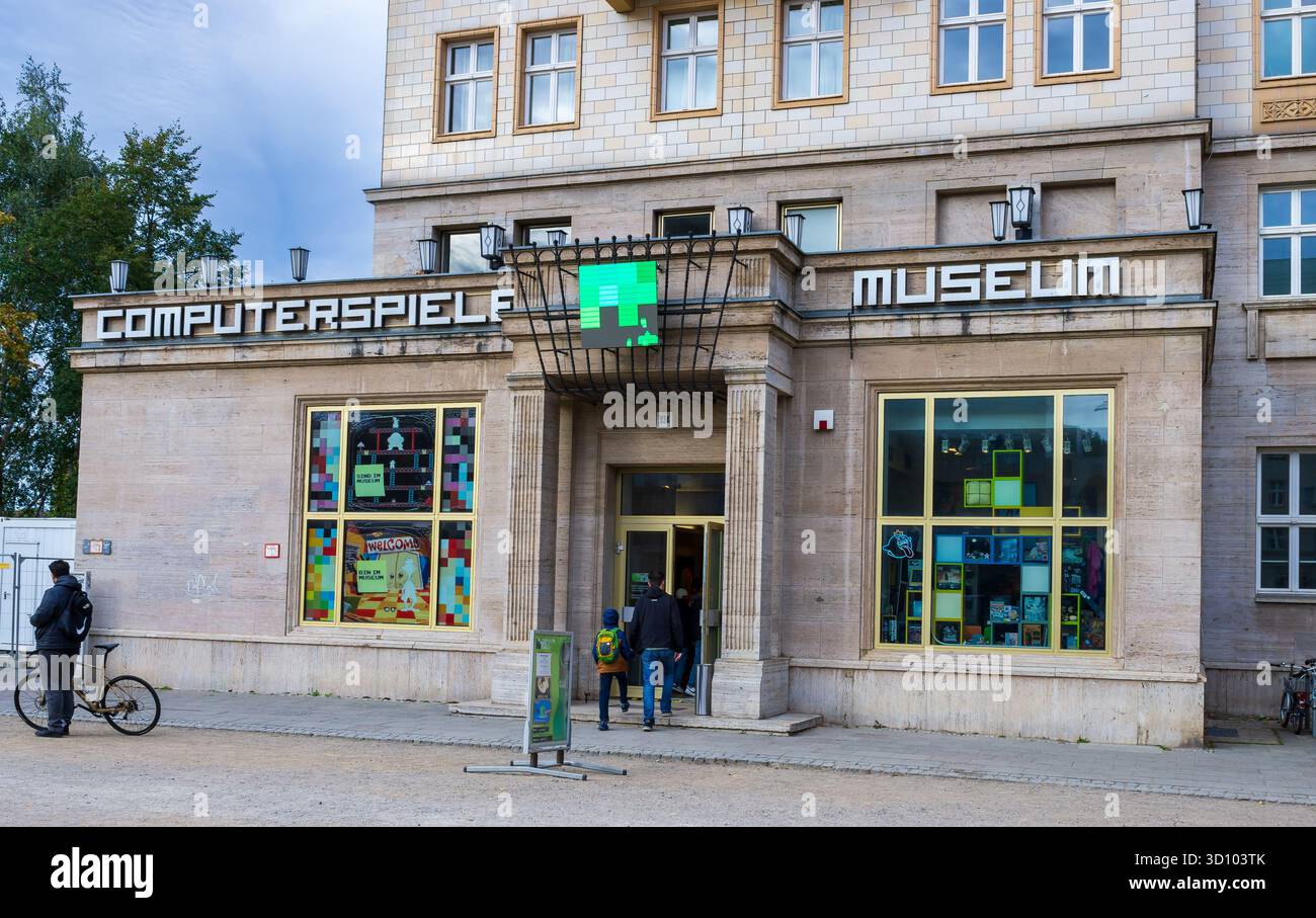 Ingresso al Computerspielemuseum di Berlino, Germania. Museo Computerspiele. Foto Stock