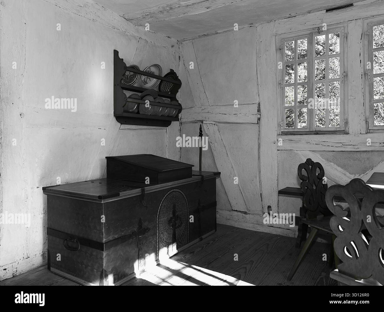 L'interno di un cottage tedesco presso il Frontier Culture Museum Foto Stock