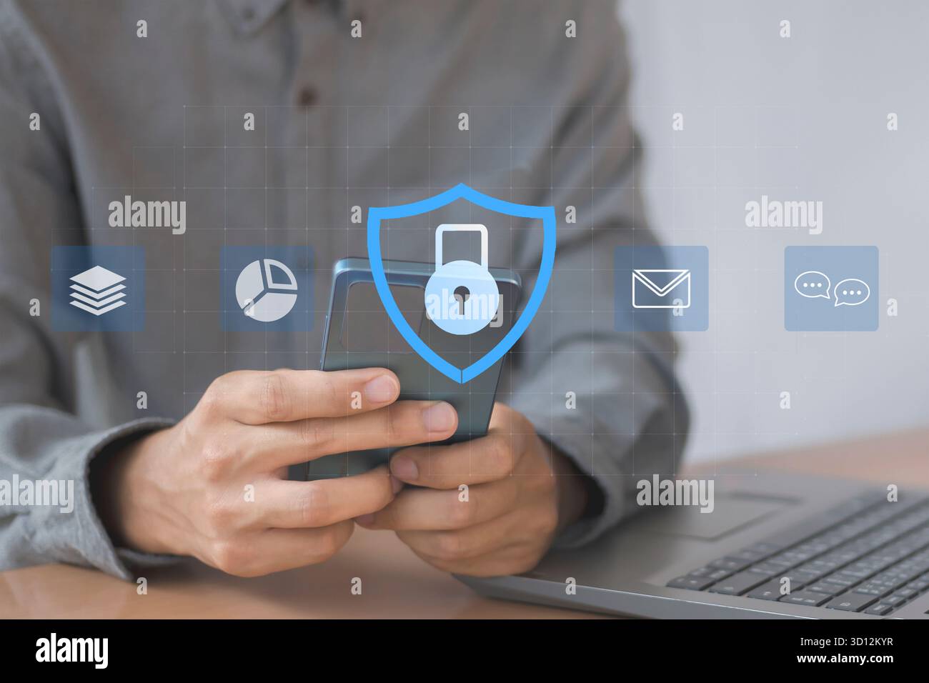 Protezione dei dati protezione delle informazioni digitali con crittografia Foto Stock