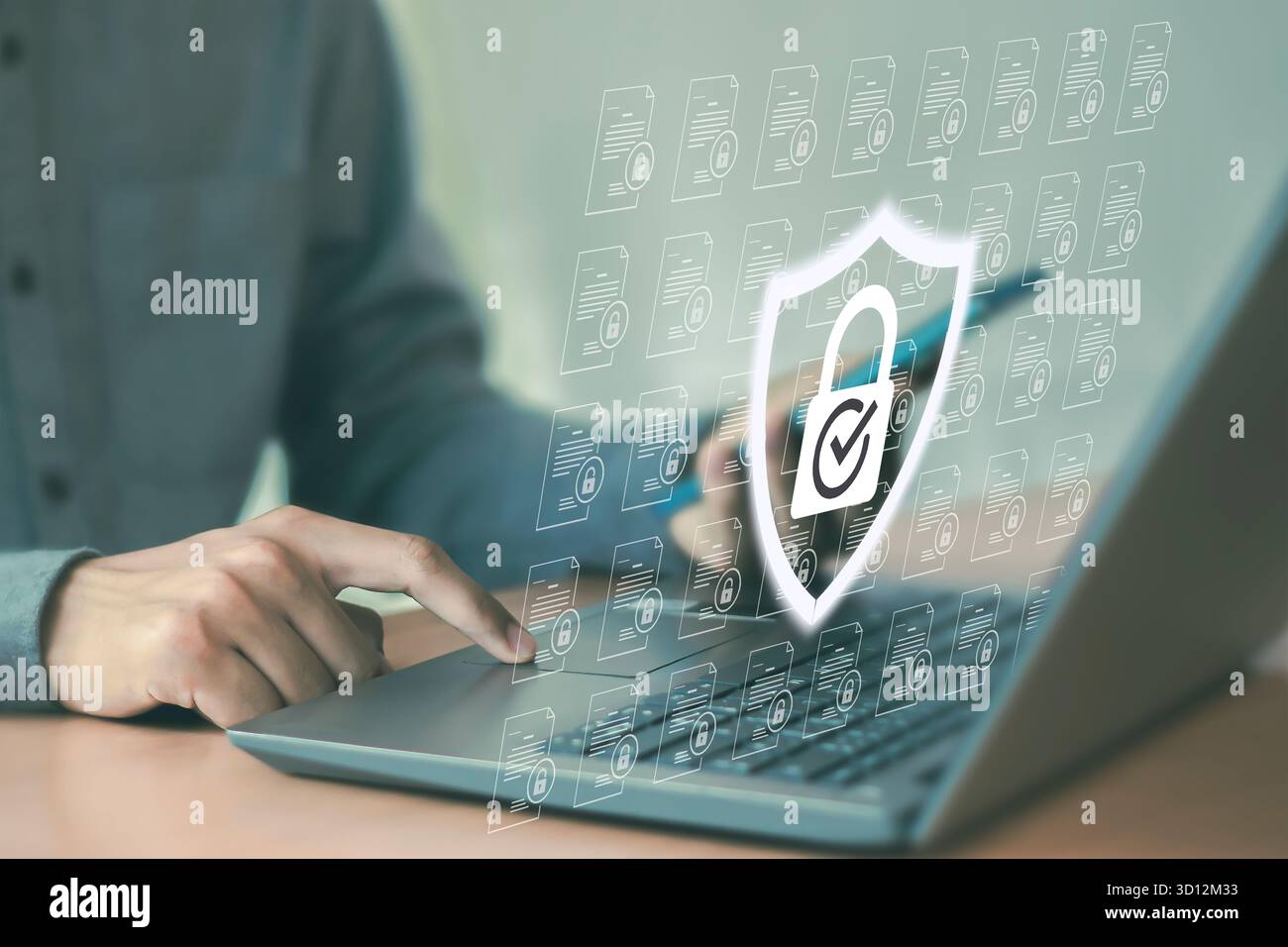 Protezione dei dati protezione delle informazioni digitali con crittografia Foto Stock