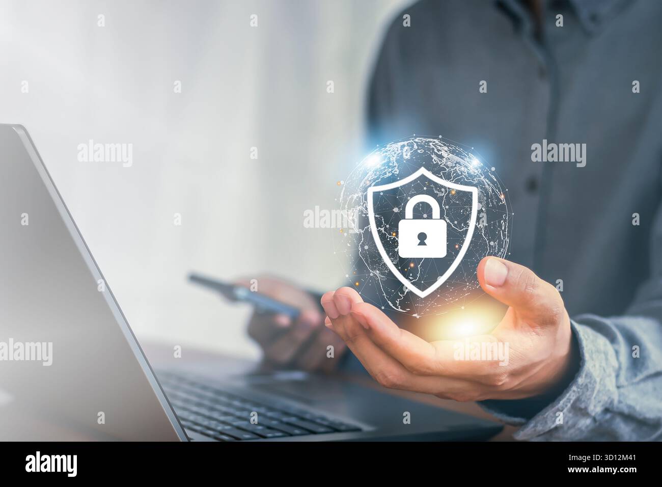 Protezione dei dati protezione delle informazioni digitali con crittografia Foto Stock