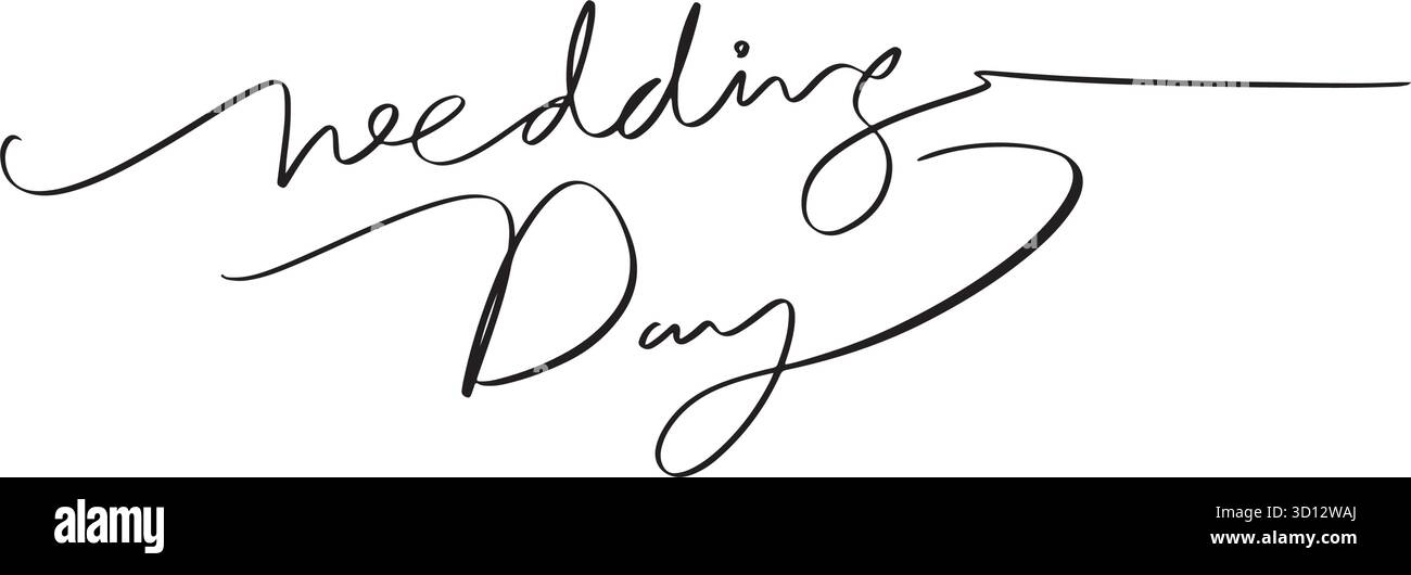 matrimonio testo font calligrafia scritta a mano scritta scritta a mano oggetto di colore nero giorno del matrimonio amore matrimonio romantico felice cerimonia di celebrazione dello sposo Illustrazione Vettoriale