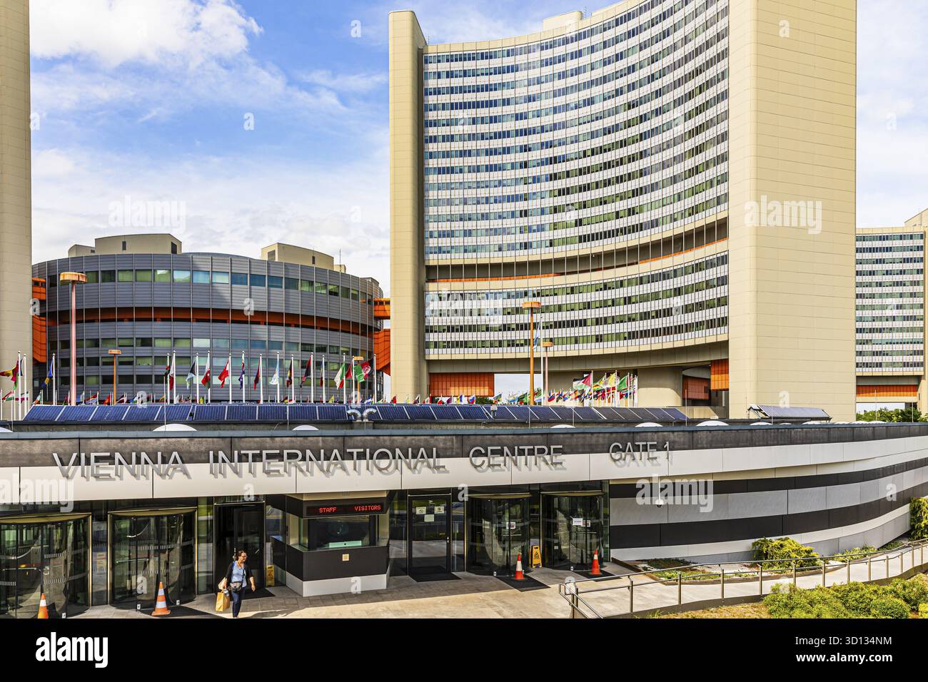 Vienna International Centre, vicino alla città delle Nazioni Unite, Vienna, Austria Foto Stock