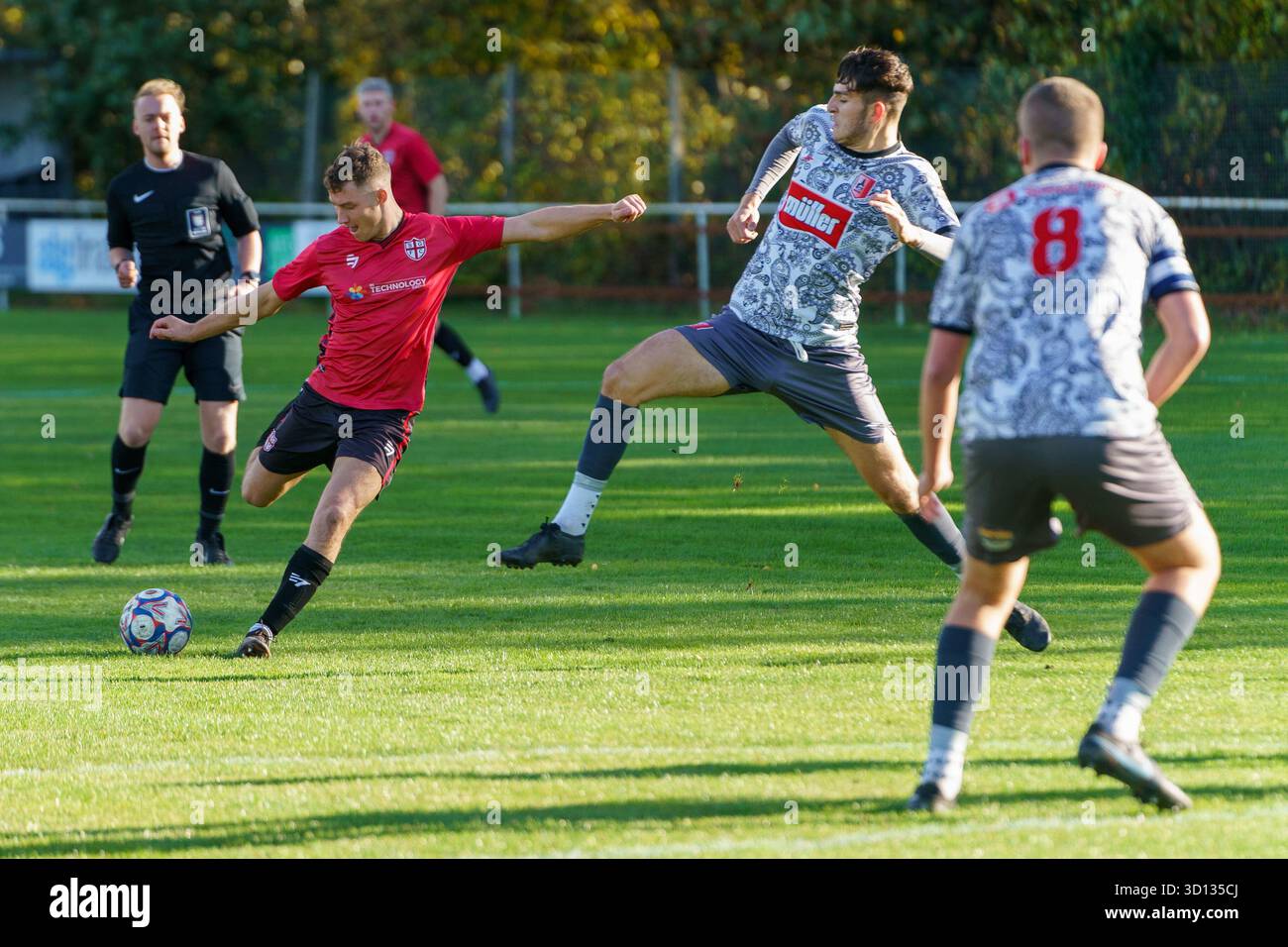 Stockport, Regno Unito. 25 ottobre 2025. Stockport Georgians FC vs. Market Drayton Town FC, nella North West Counties Football League First Division South Credit: Adam Edwards/Alamy Live News Foto Stock