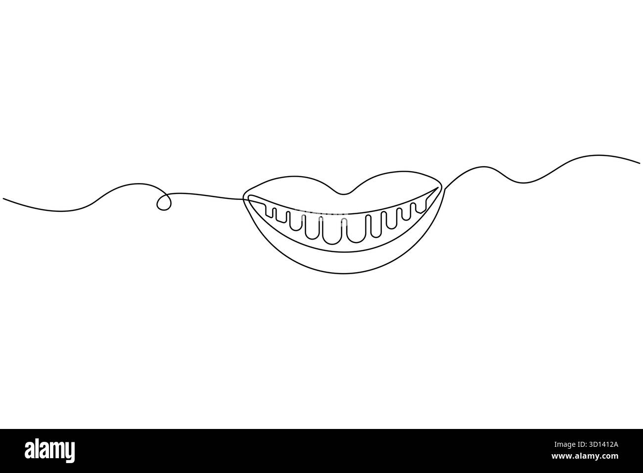 Icona del dente dentale semplice design grafico a una linea isolato su sfondo bianco Illustrazione Vettoriale