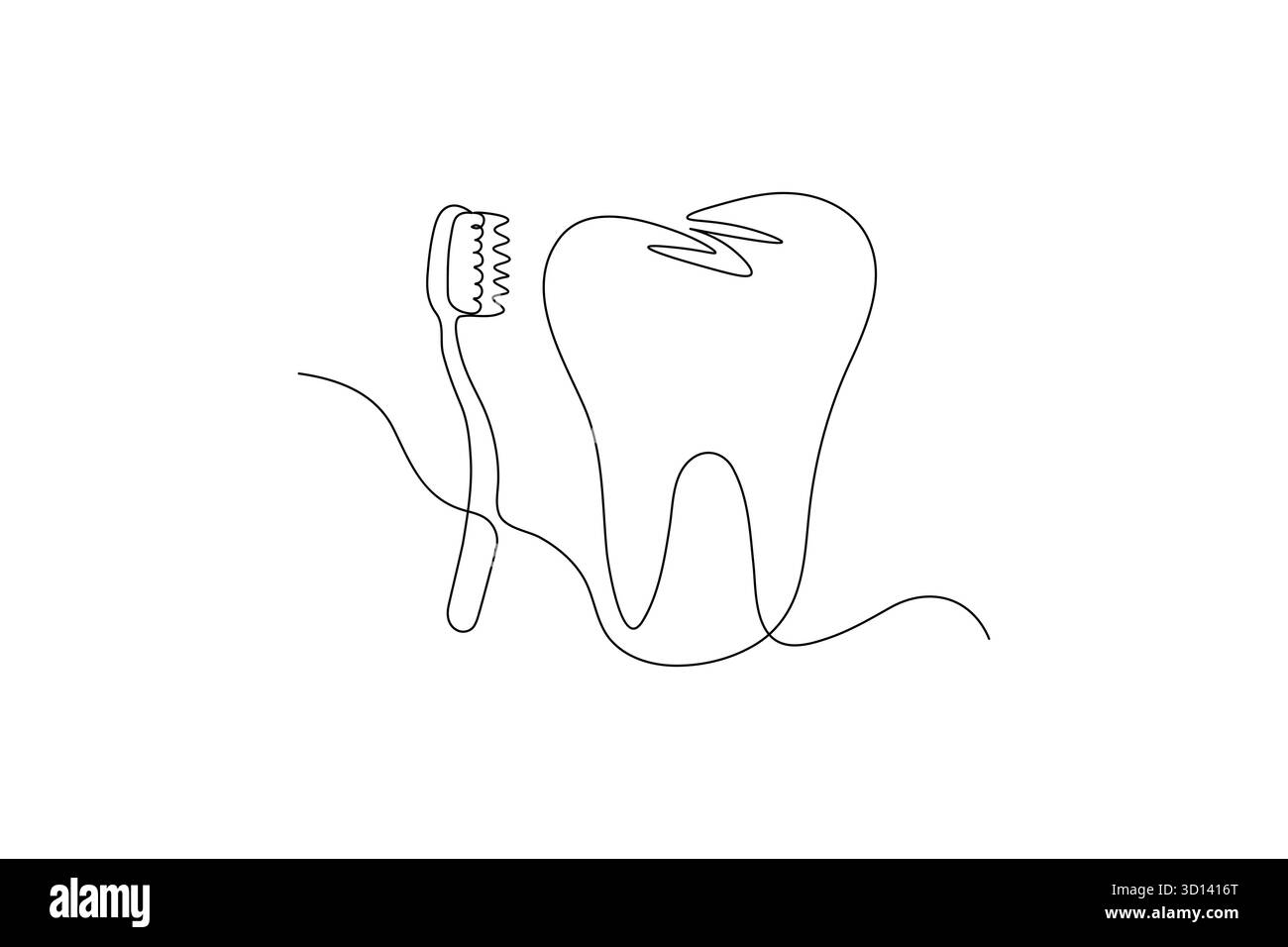 Icona del dente dentale semplice design grafico a una linea isolato su sfondo bianco Illustrazione Vettoriale