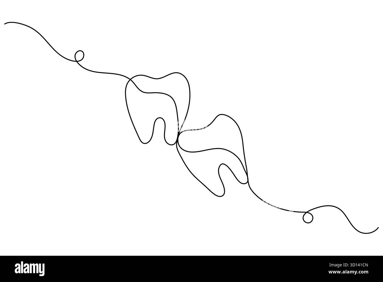 Icona del dente dentale semplice design grafico a una linea isolato su sfondo bianco Illustrazione Vettoriale