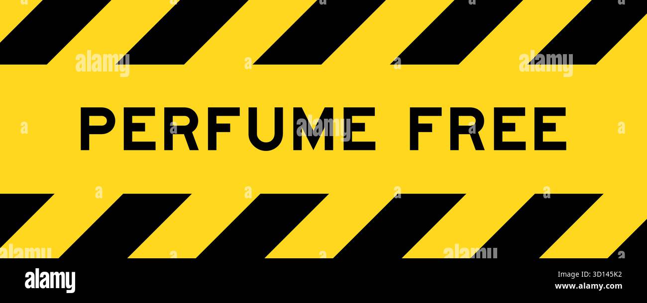 Colore giallo e nero con striscione per etichette a righe con parola senza profumo Illustrazione Vettoriale