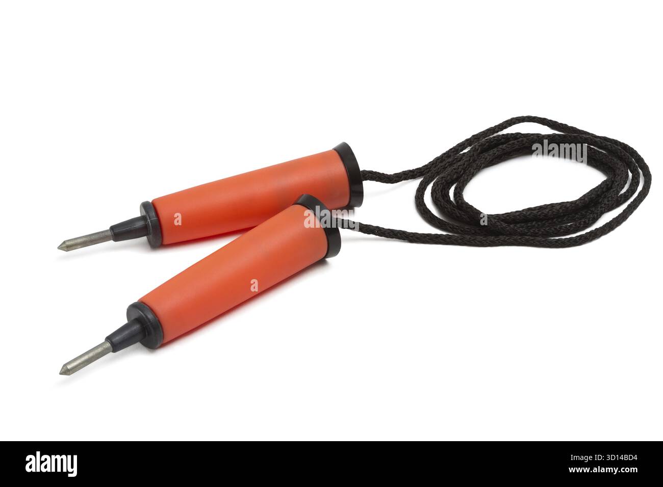 Il dispositivo per la salvezza degli uomini cadde attraverso il ghiaccio isolato su sfondo bianco Foto Stock