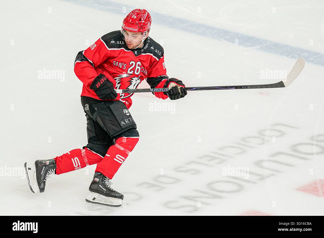 25/10/2025, Losanna, Vaudoise Aréna, NL: Losanna HC - HC Ambri-Piotta, #26 Erik Brannstrom (Losanna) Foto Stock