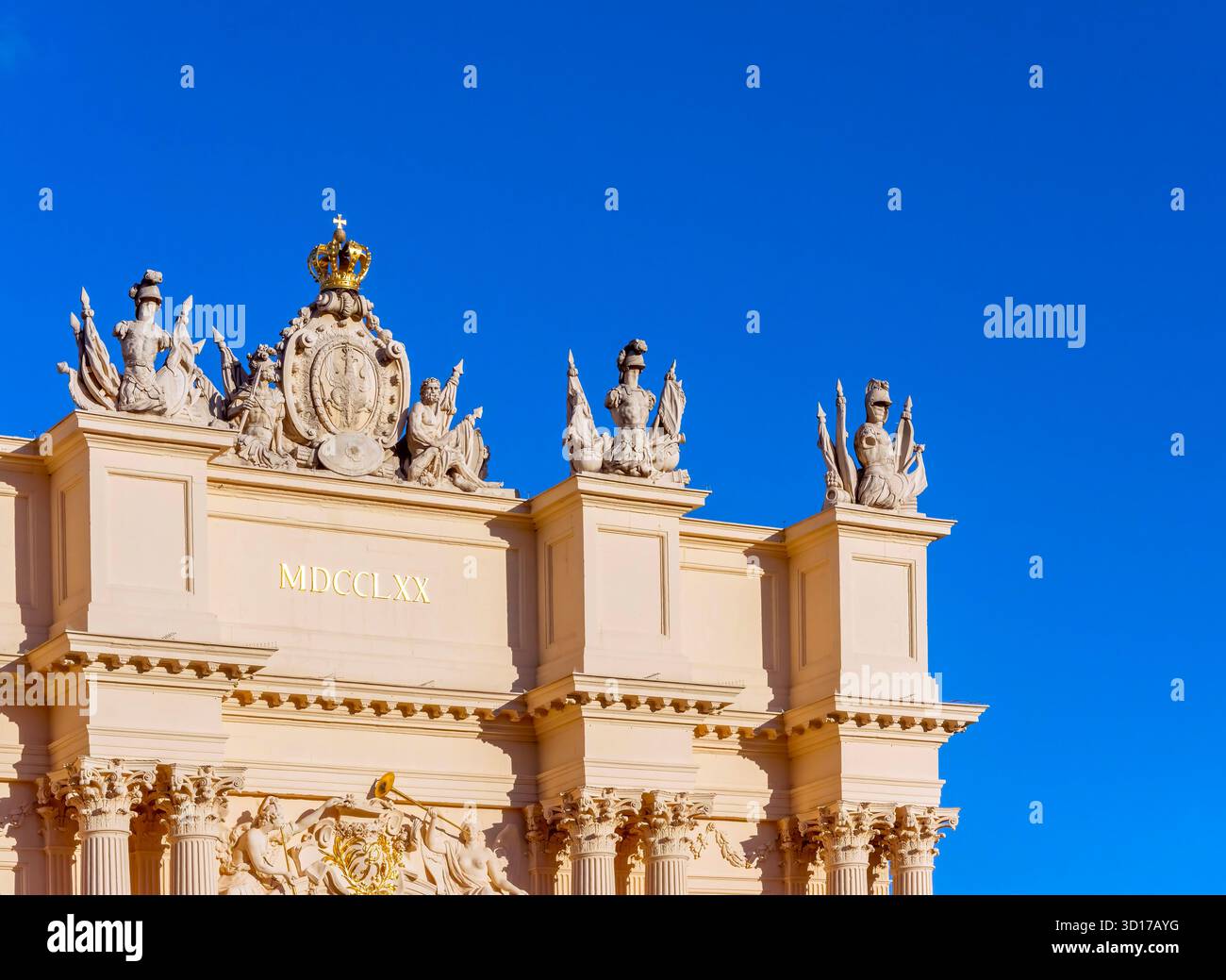 La porta di Brandeburgo a Potsdam, Germania. Dettagli Foto Stock
