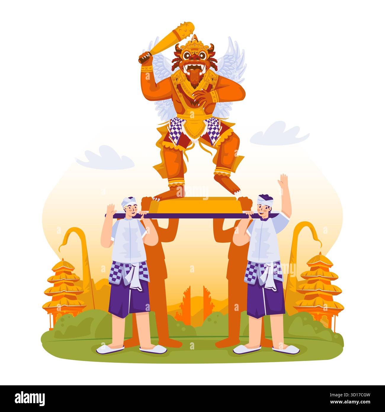 Illustrazione vettoriale della parata balinese Ogoh-Ogoh Illustrazione Vettoriale