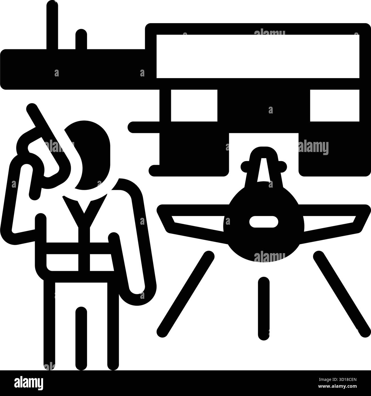Icona per le operazioni aeroportuali, aeroporto Illustrazione Vettoriale
