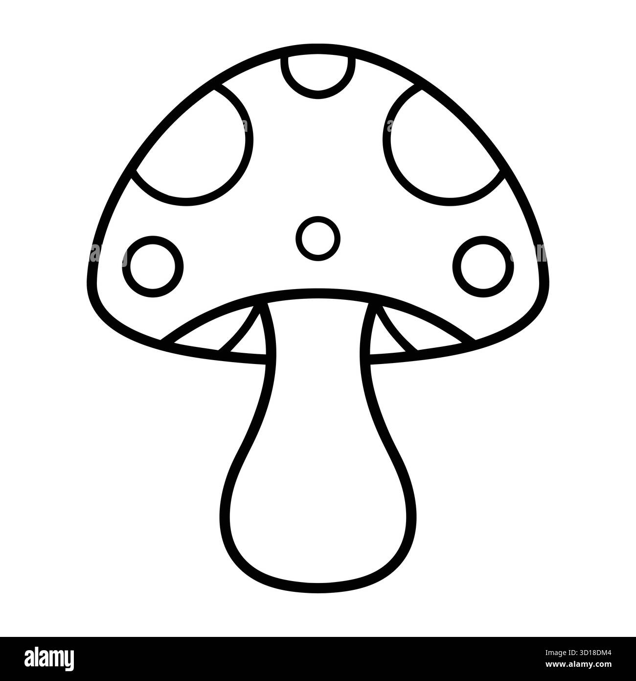 Vettoriale della pagina da colorare con il contorno dei funghi carini Illustrazione Vettoriale