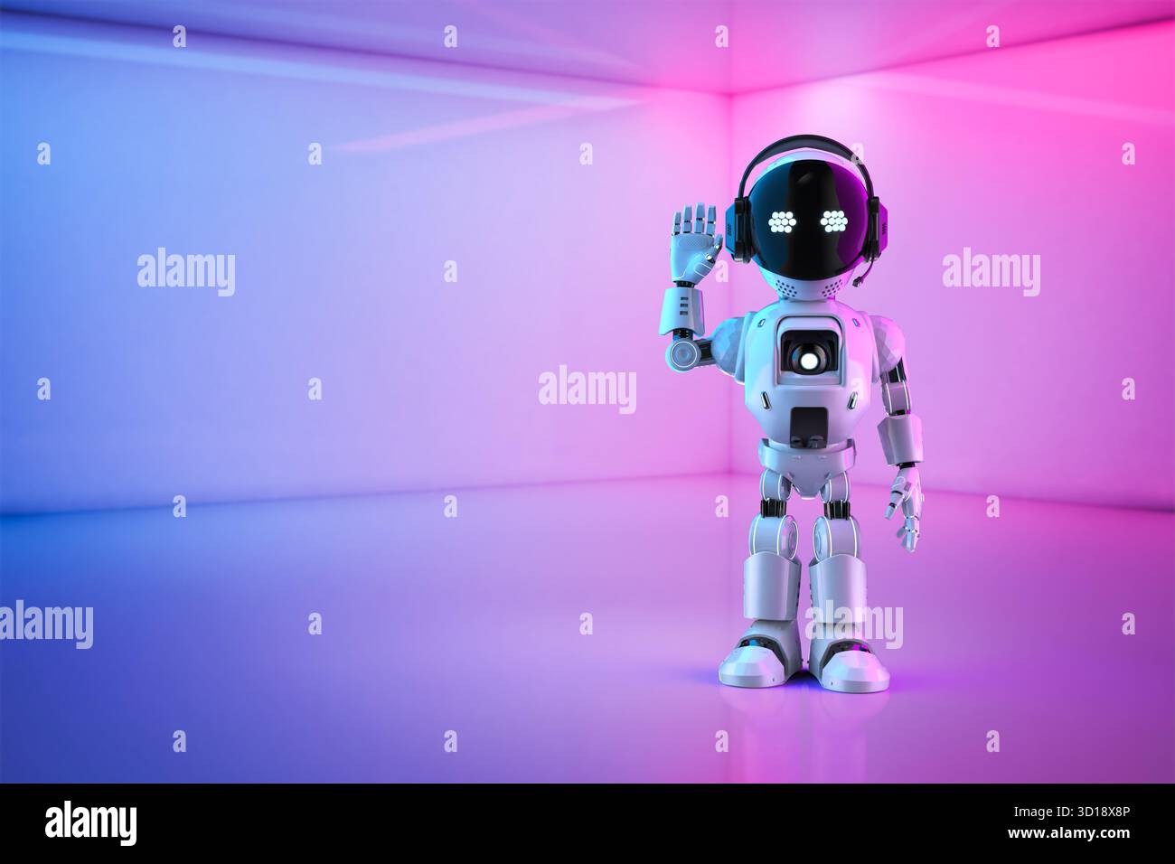 Assistente personale di intelligenza artificiale piccolo e carino Foto Stock