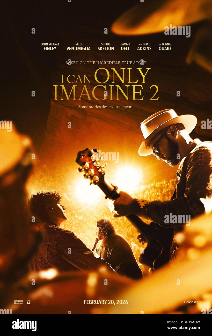I CAN Only Imagine 2 (2026) diretto da Andrew Erwin e Brent McCorkle e interpretato da John Michael Finley, Milo Ventimiglia e Sophie Skelton. Dopo il successo di MercyMe, Bart Millard affronta nuove sfide, mentre la fama minaccia la sua famiglia e la sua fede. USA SOLO PER USO EDITORIALE DI un foglio di poster. Credito: BFA / Lionsgate Foto Stock