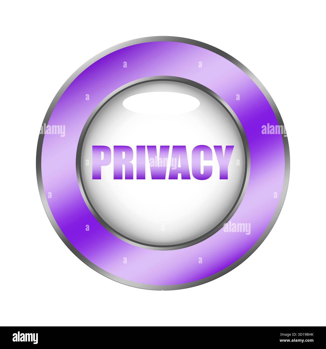 Icona del pulsante Privacy. Simbolo dati viola. Segnale di protezione di sicurezza. Elemento di schermatura vettoriale. EPS 10. Illustrazione Vettoriale