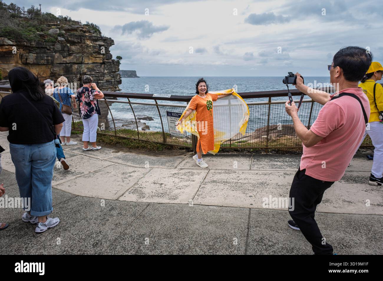 Turisti cinesi a The Gap, South Head, Sydney, New South Wales, Australia Foto Stock
