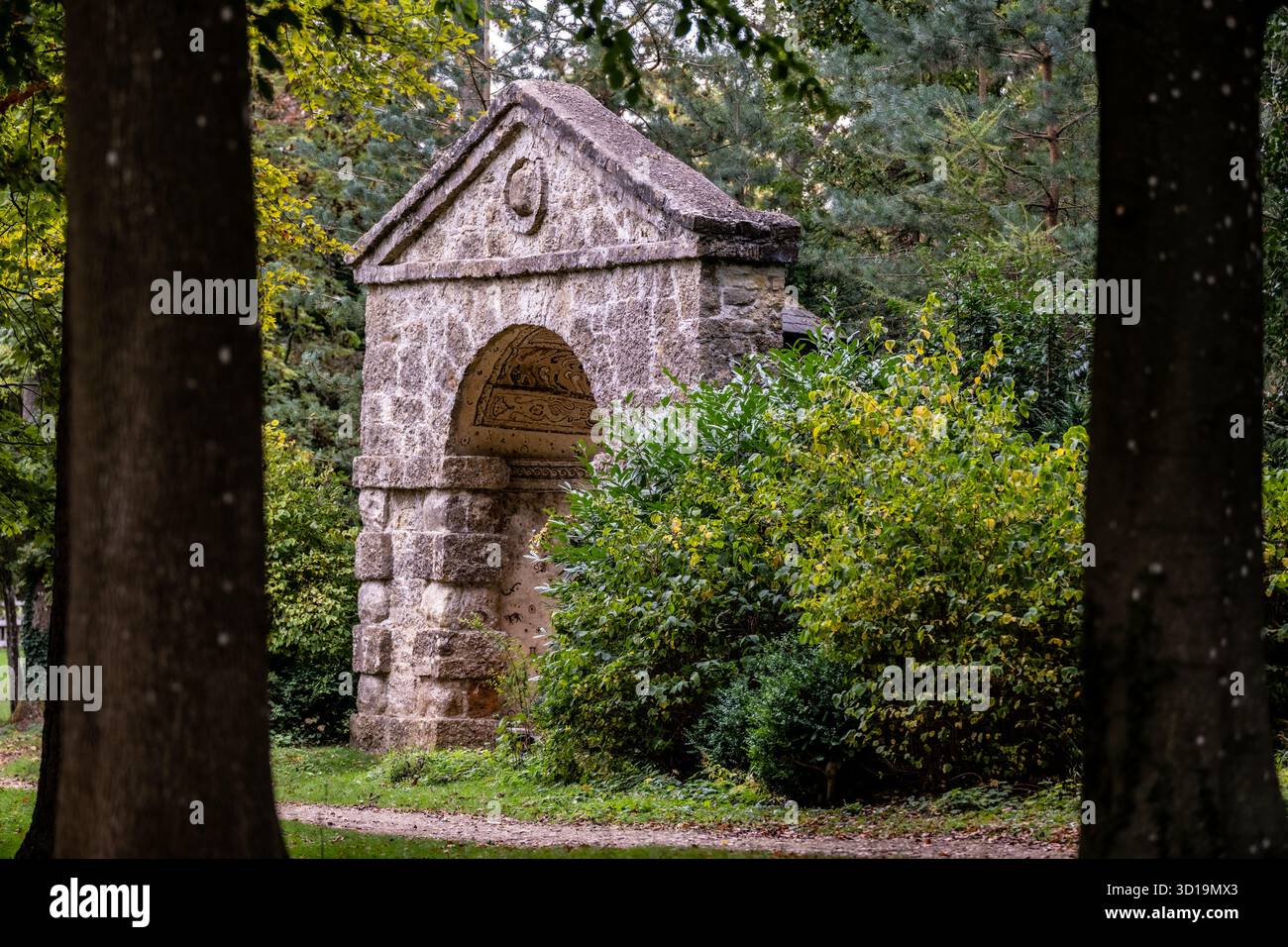 The Pebble Alcove a Stowe Gardens, Buckinghamshire, Regno Unito Foto Stock