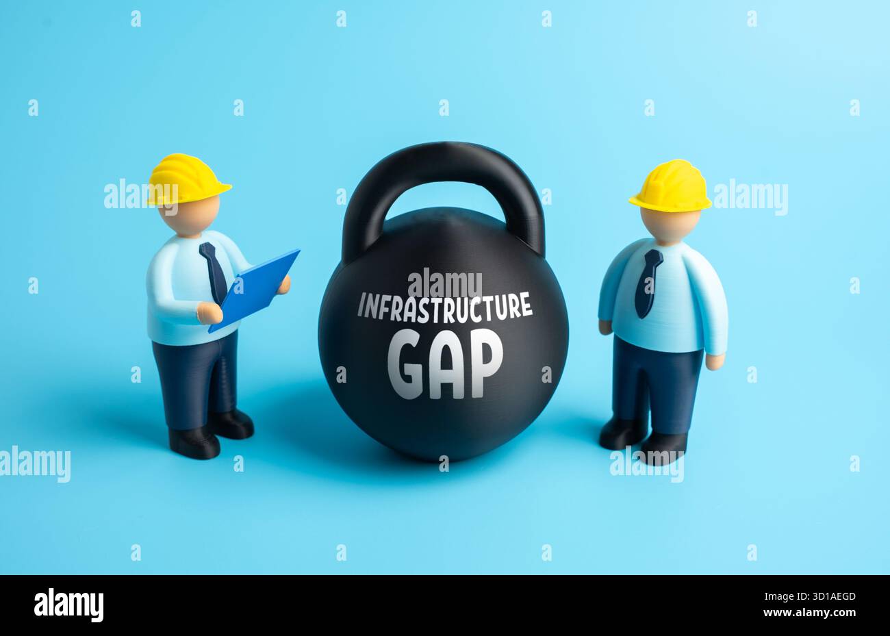 Lacuna infrastrutturale valutata dai costruttori. Disuguaglianza nello sviluppo, mancanza di finanziamenti e ritardi nei progetti. Industria edile, pianificazione urbana e moder Foto Stock