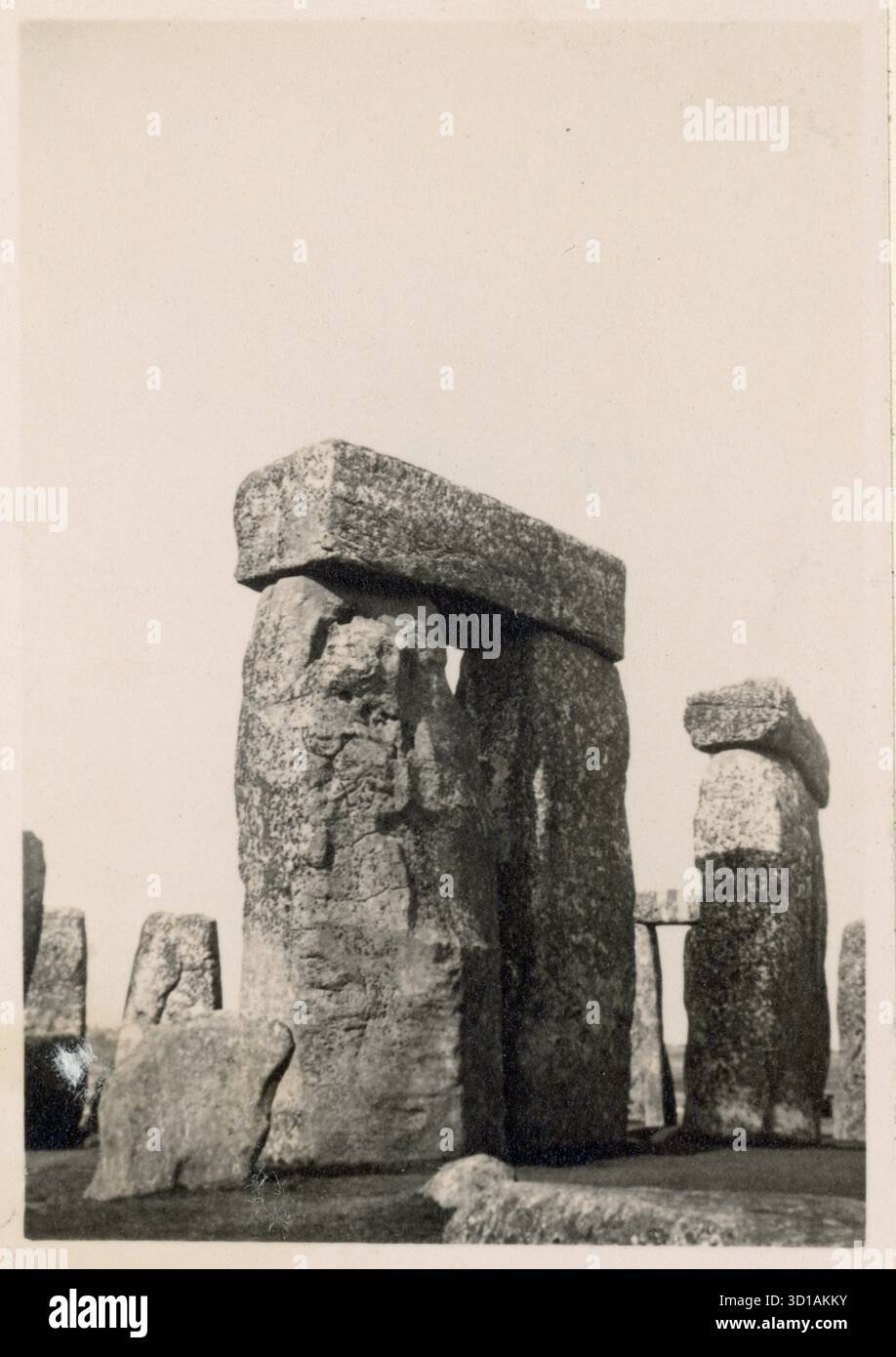Cerchio di pietre di Stonehenge nel Wiltshire, Regno Unito. Un sito patrimonio dell'umanità. Immagini dell'inizio del XX secolo. Foto Stock