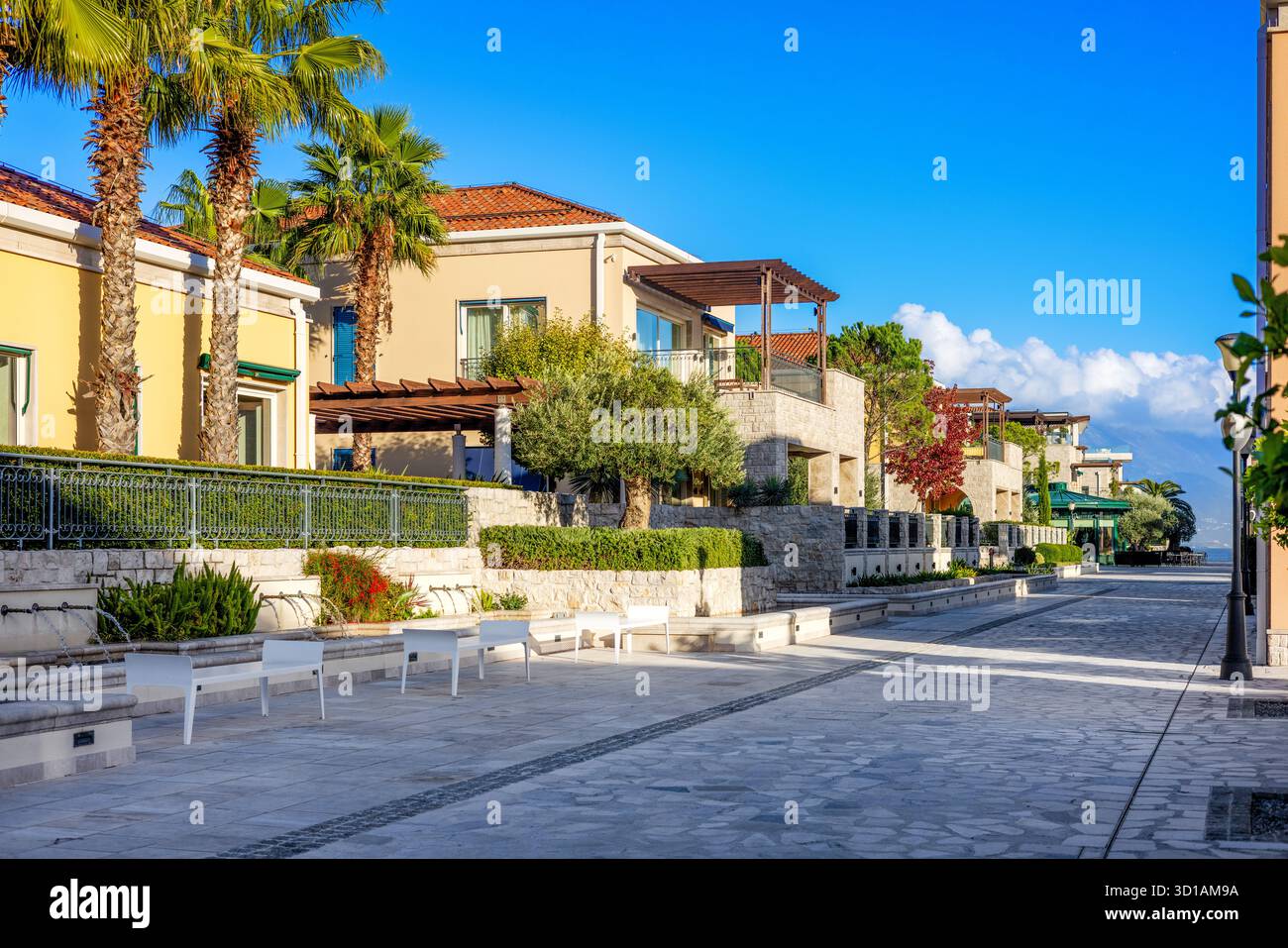 Lussuose vie del resort di Portonovi in Montenegro Foto Stock