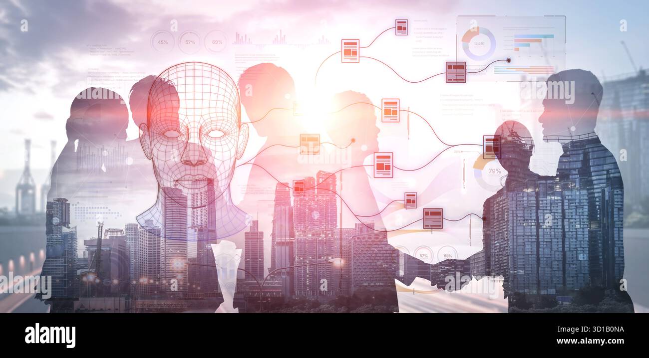 L'INTELLIGENZA ARTIFICIALE trasforma il modo in cui gestiamo i dati digitali. Dall'indicizzazione intelligente alla ricerca basata sull'intelligenza artificiale, la gestione dei file diventa intelligente. La gestione dei file AI migliora la velocità Foto Stock