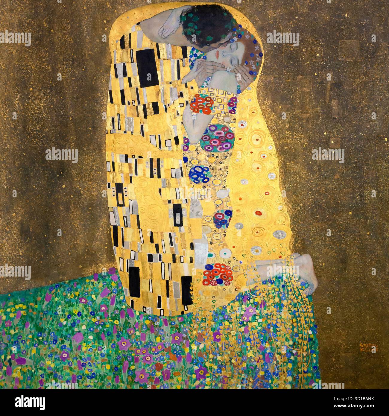 The Kiss, Gustav Klimt, 1907-1908, Osterreichische Galerie, Museo Belvedere, Vienna, Austria Foto Stock