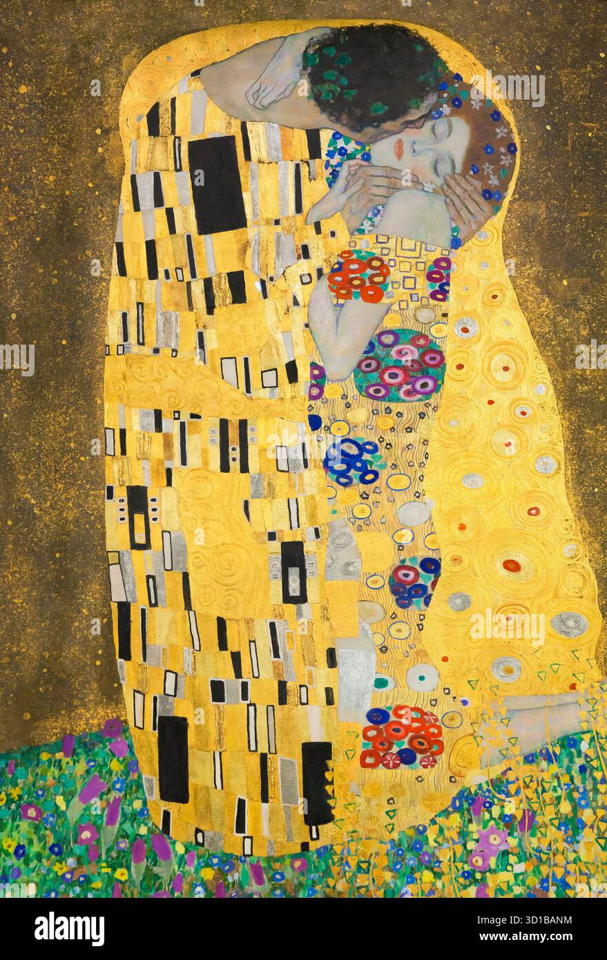 The Kiss, Gustav Klimt, 1907-1908, Osterreichische Galerie, Museo Belvedere, Vienna, Austria Foto Stock