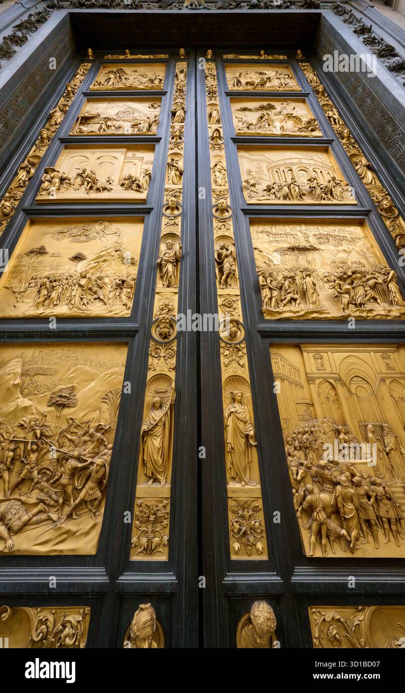 Porta d'oro del Battistero di San Giovanni, Battistero di San Giovanni, Cattedrale di Santa Maria del Fiore, Firenze, Toscana, Italia Foto Stock
