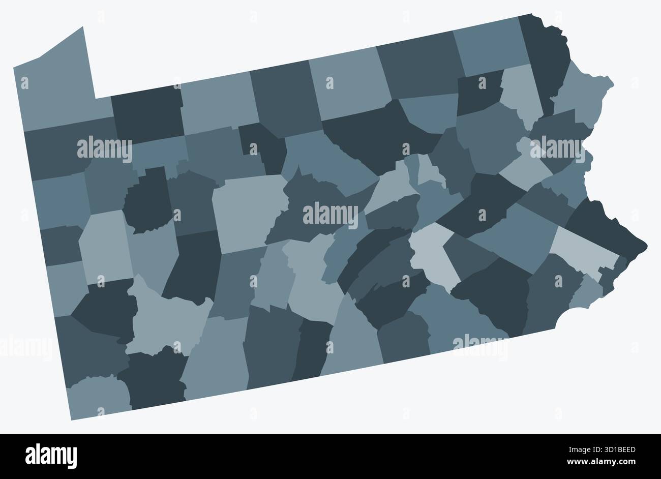 Mappa della Pennsylvania con le contee. Illustrazione Vettoriale