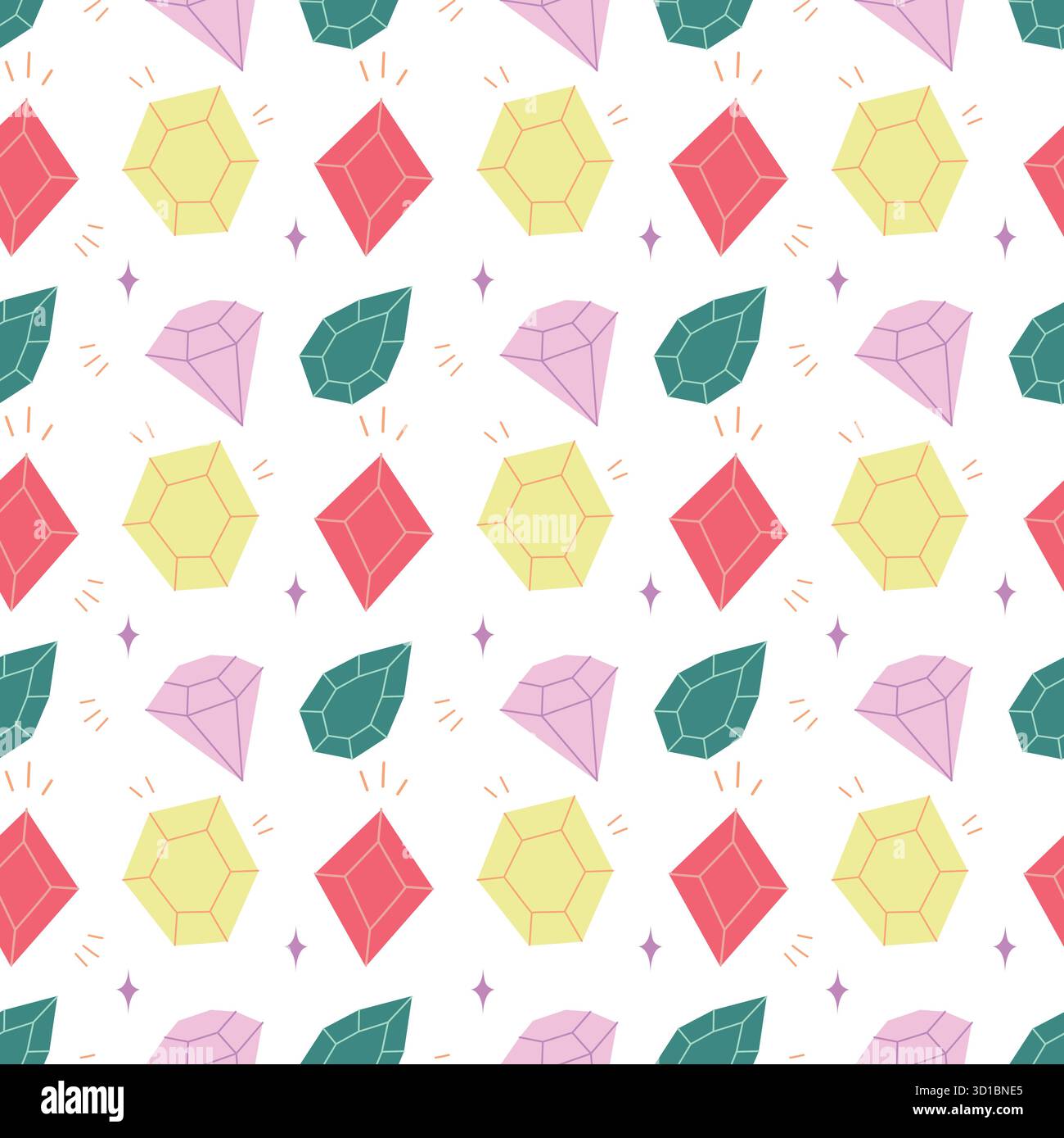 Motivo gemma colorato senza cuciture con diamanti e cristalli Illustrazione Vettoriale