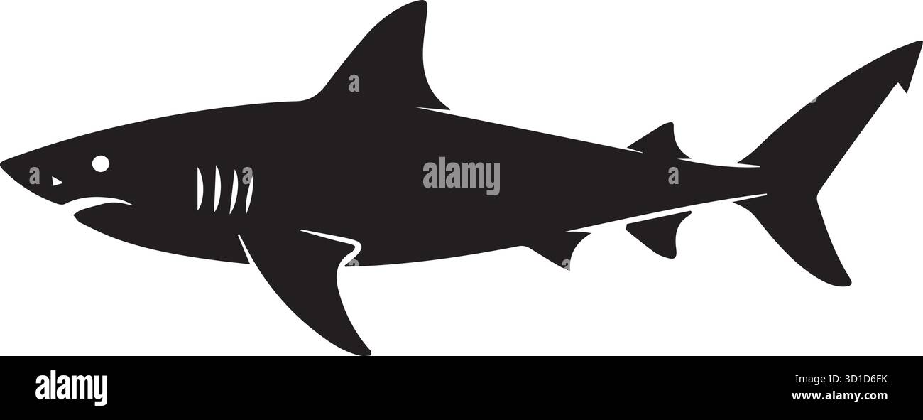 illustrazione vettoriale della silhouette dello squalo Illustrazione Vettoriale