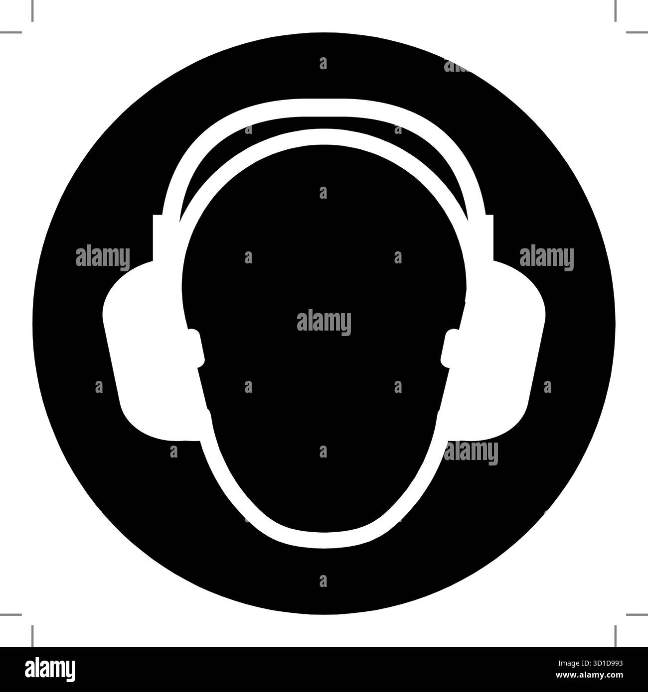 Segnale di sicurezza – indossare protezioni auricolari indica che è obbligatorio indossare protezioni acustiche in aree rumorose. Aiuta a prevenire i danni all'udito e promuove la conformità Illustrazione Vettoriale