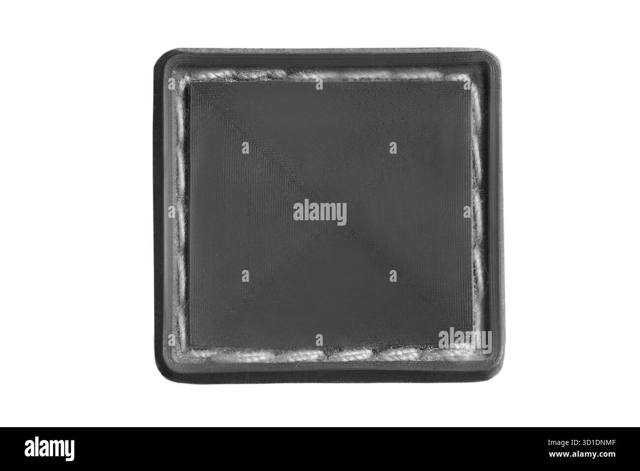 Patch in gomma nera vuota isolata su sfondo bianco Foto Stock