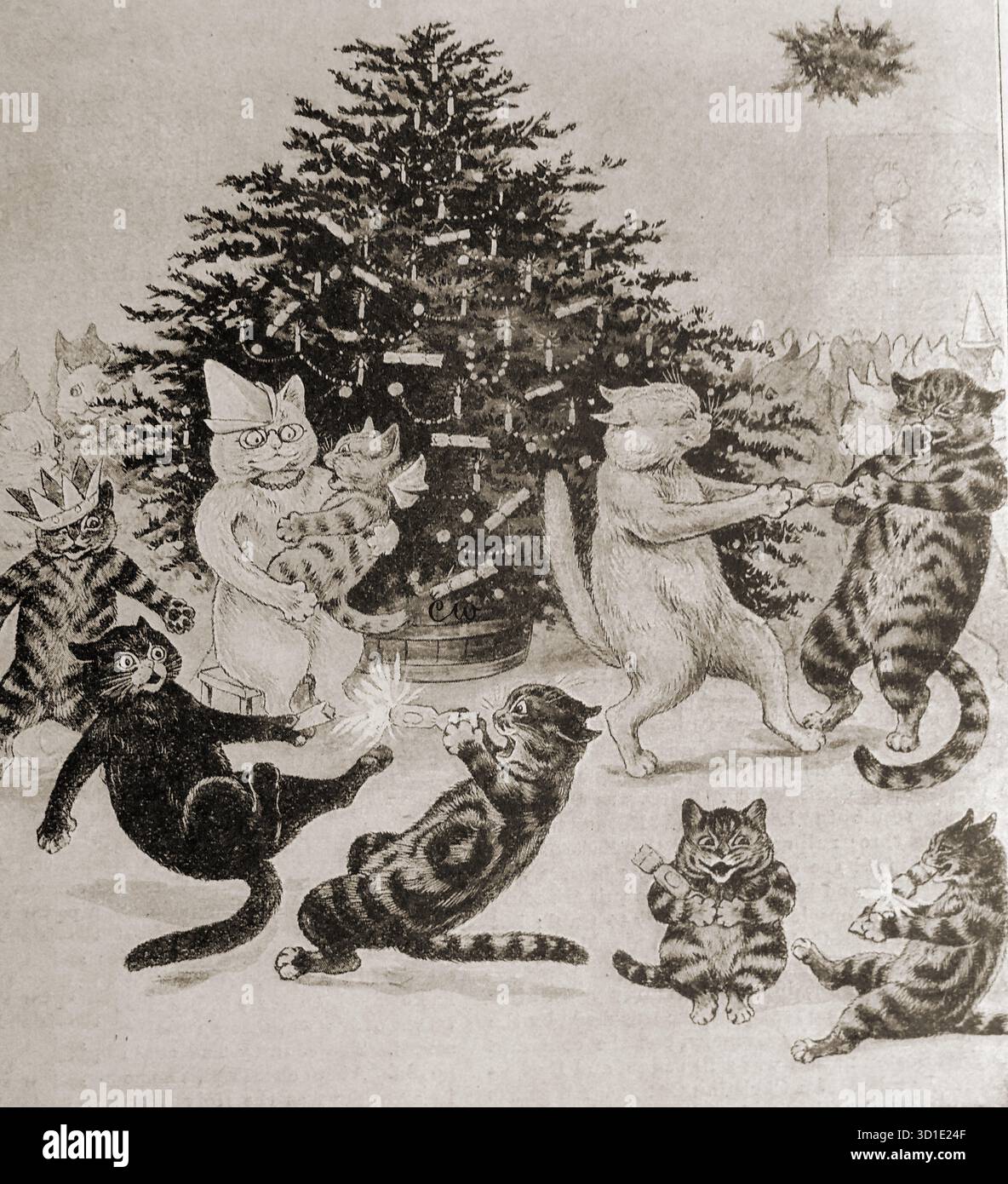 Un'immagine stampata nel 1897 per bambini intitolata "The Cats Christmas Party". Foto Stock
