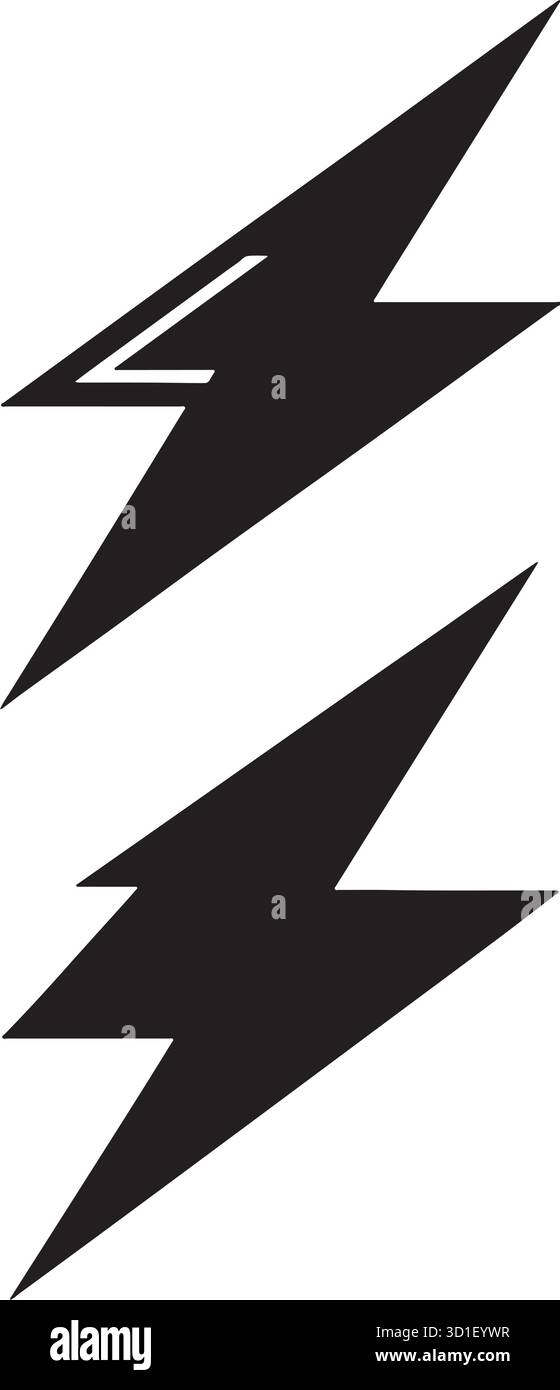 Set icone fulmine nero - vettore simbolo energia sottile Illustrazione Vettoriale