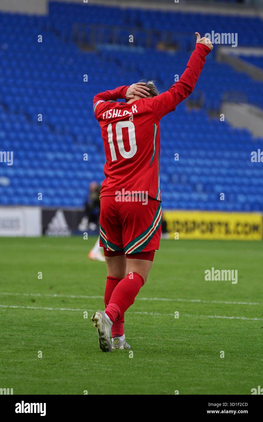 Jess Fishlock - Galles contro Australia, Cardiff City Stadium, 25 ottobre 2025 Credit Penallta Photographics Foto Stock