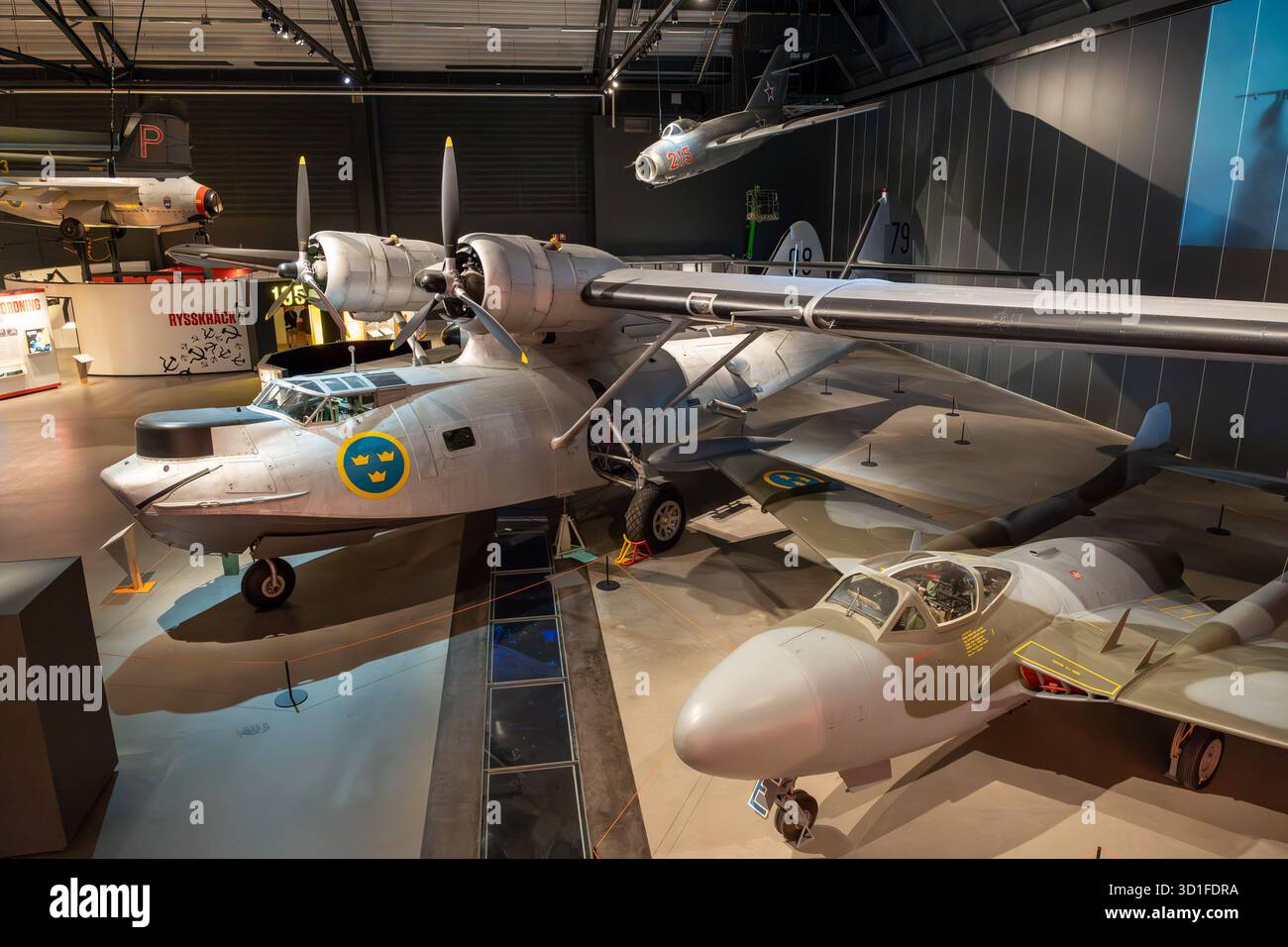 Linkoping, Svezia - Linkoping, Svezia - 08.06.2025: Aereo PBY-5A Catalina consolidato nel Flygvapenmuseum - Museo dell'Aeronautica svedese a Linkoping, S. Foto Stock