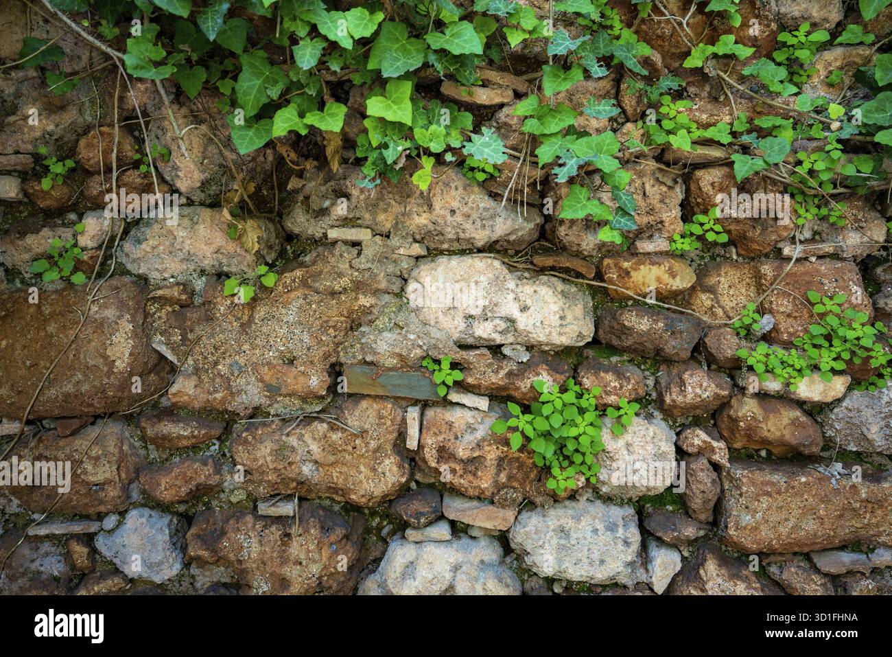 Vecchia struttura muraria di pietra. Sfondo mattone Foto Stock